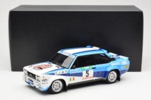 Fiat 131 Abarth #5 Team Fiat Works Rally Portugal 1980 Kyosho 1:18 08376A Métal — image 8 sur 8