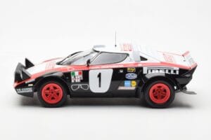 Lancia Stratos HF #1 Lancia Pirelli W. Rohrl / C. Geistdorfer Winners Dynabit Saarland Rallye 1978 Minichamps 1:18 155781701  — image 3 sur 6