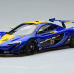 McLaren P1 GTR Bleu Avec Rayures Jaunes AUTOart 1:18