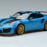 Porsche 911 991.2 GT3 RS Weissach Package Miami Bleu Jantes Or Minichamps 1:18 153068310 Métal