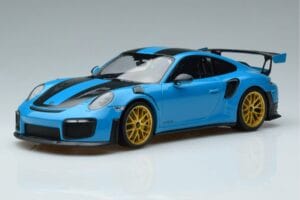 Porsche 911 991.2 GT3 RS Weissach Package Miami Bleu Jantes Or Minichamps 1:18 153068310 Métal