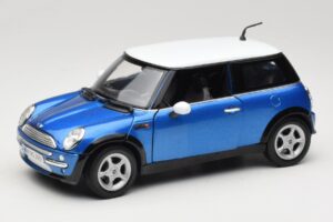 Mini Cooper R50 Bleu avec Toit Blanc Mondo Motors 1:18 MINI004 Métal