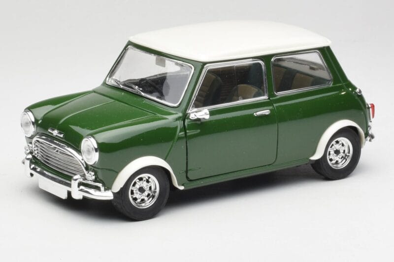 Mini Cooper S British Racing Vert & Old English Blanc Solido 1:18 8021 Métal
