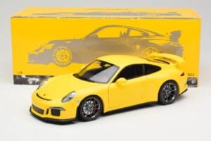 Porsche 911 991 GT3 Racing Jaune & Jantes Argent Minichamps 1:18 110062722 Métal — image 8 sur 8