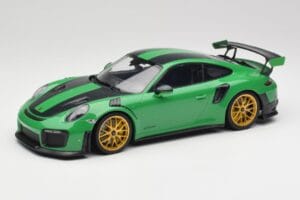 Porsche 911 991.2 GT2 RS Weissach Package British Racing Vert & Roues Dorées Minichamps 1:18 153068318 Métal