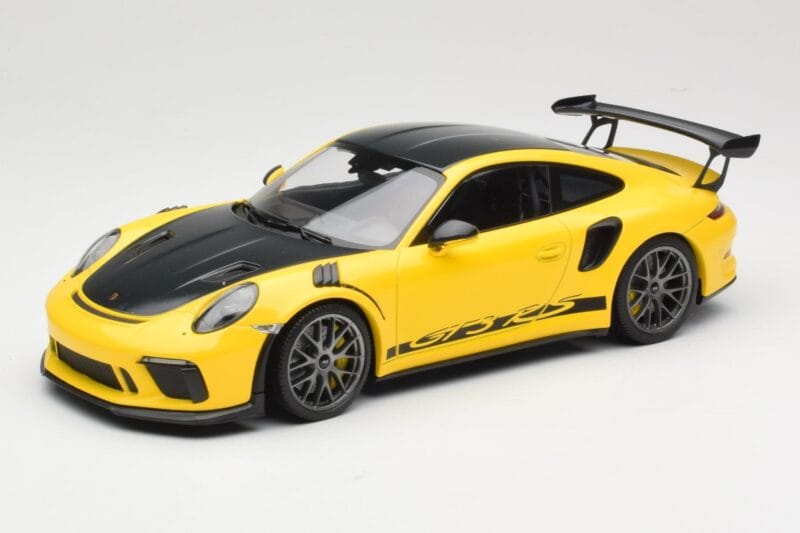 Porsche 911 991.2 GT3 RS Jaune Weissach Package Platinum Wheels Minichamps 1:18 155068221 Métal