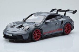 Porsche 911 992 GT3 RS Arctic Gris Pyro Rouge Norev 1:18 187350 Métal