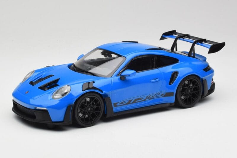Porsche 911 992 GT3 RS Shark Bleu & Roues Noires Minichamps 1:18 153062233 Métal