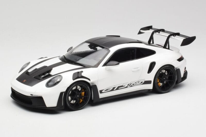 Porsche 911 992 GT3 RS Blanc & Roues Noires Minichamps 1:18 155062230 Métal