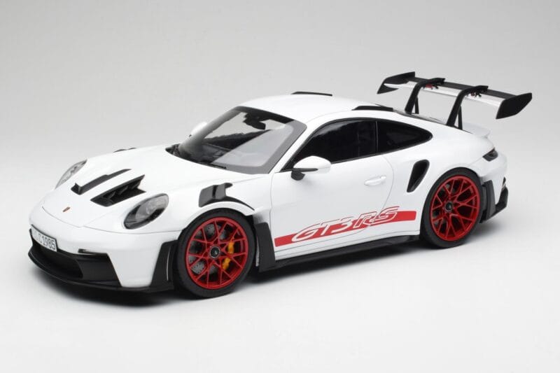Porsche 911 992 GT3 RS Blanc & Pyro Rouge Norev 1:12 127530 Métal