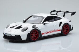 Porsche 911 992 GT3 RS Blanc Pyro Rouge Norev 1:18 187352 Métal