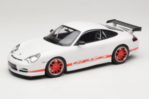 Porsche 911 996 GT3 RS Blanc Bande Rouge Minichamps 1:18 155062020 Métal