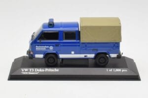 Volkswagen T3 Double Cabine Plateau THW Hannover Minichamps 1:43 400055290 Métal