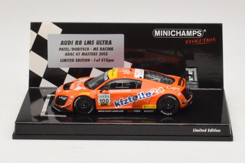Audi R8 LMS Ultra #100 MS Racing Patel / Dobitsch ADAC GT Masters 2013 Minichamps 1:43 437130100 Métal
