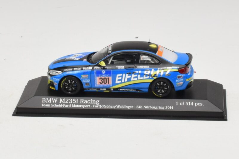 BMW M235i Team Scheid #301 Partl / Rebhan 24 Hours of Nurburgring 2014 Minichamps 1:43 BMW M235i Team Scheid #301 Partl / Rebhan 24 Hours of Nurburgring 2014 Minichamps 1:43 437142401 Métal
