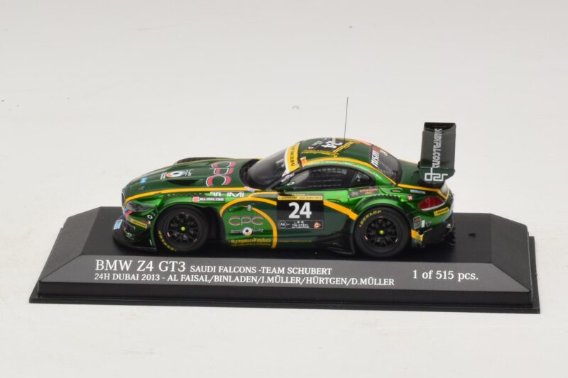 BMW Z4 GT3 Saudi Falcons #24 Al Faisal / Binladen 24 Hours of Dubai 2013 Minichamps 1:43 BMW Z4 GT3 Saudi Falcons #24 Al Faisal / Binladen 24 Hours of Dubai 2013 Minichamps 1:43 437132424 Métal
