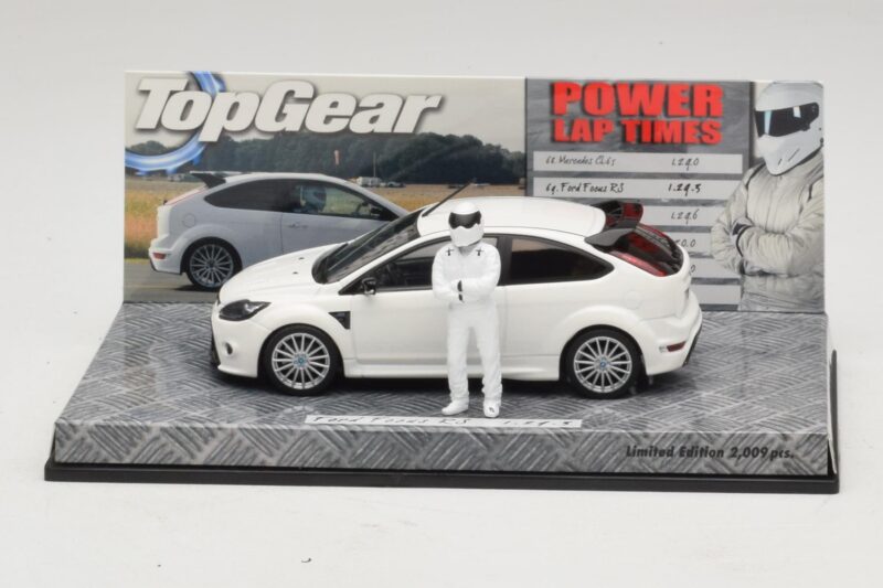 Ford Focus RS Mk2 Top Gear Blanc Avec Figurine Minichamps 1:43 519438810 Métal