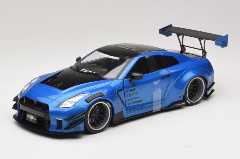 Nissan GT-R R35 Liberty Walk Work T2 Bleu Métallisé Solido 1:18 S1805801 Métal