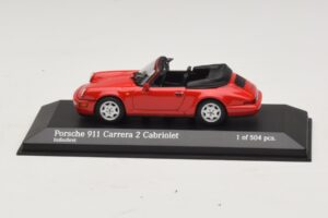 Porsche 911 964 Carrera 2 Cabriolet Rouge Minichamps 1:43 430067330 Métal