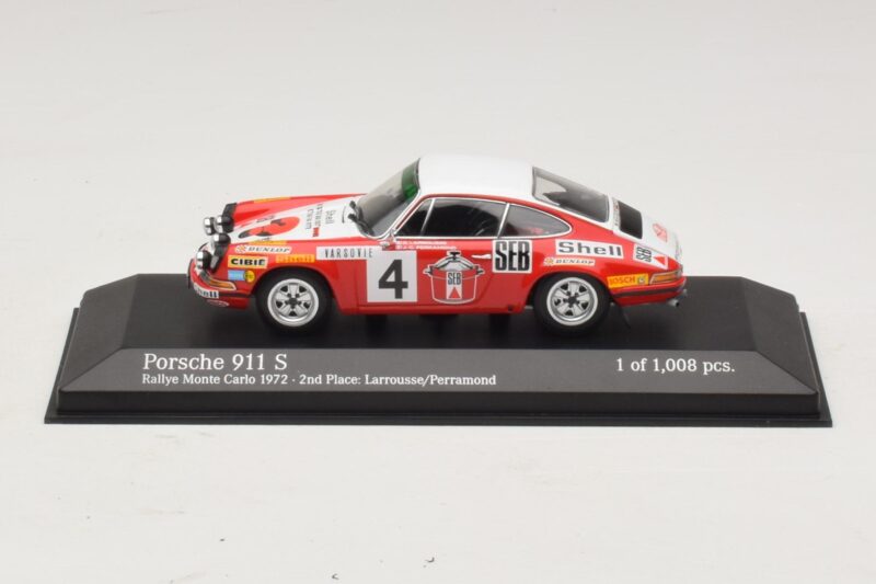 Porsche 911 S #4 G. Larrousse / J-C. Perramond 2nd Place Rally Monte Carlo 1972 Minichamps 1:43 Porsche 911 S #4 G. Larrousse / J-C. Perramond 2nd Place Rally Monte Carlo 1972 Minichamps 1:43 400726804 Métal