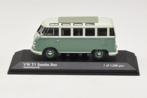 Volkswagen T1 Samba Bus Bleu Turquoise Blanc Minichamps 1:43 430052306 Métal