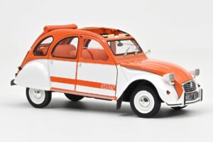 Citroen 2CV Spot Orange & Blanc Norev 1:18 181473 Métal