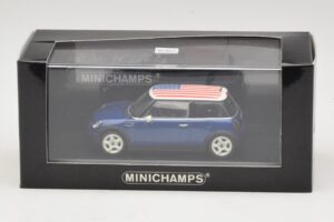 Mini Cooper S R53 Bleu Avec Drapeau Américain Minichamps 1:43 MINI014 Métal — image 5 sur 5