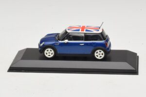 Mini Cooper S R53 Bleu Avec Drapeau Britannique Minichamps 1:43 MINI026 Diecast