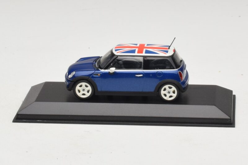 Mini Cooper S R53 Bleu Avec Drapeau Britannique Minichamps 1:43 MINI026 Diecast