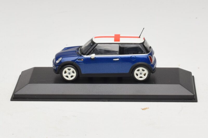 Mini Cooper S R53 Bleu Avec Drapeau Anglais Minichamps 1:43 MINI012 Diecast