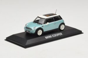 Mini Cooper S R53 Bleu Clair Métallisé Avec Toit Panoramique Minichamps 1:43 MINI018 Métal — image 2 sur 4