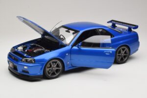 Nissan Skyline GT-R R34 V-Spec II Bleu Métallisé OEM Jantes KK-Scale 1:12 KKDC120211-1 Métal — image 2 sur 8