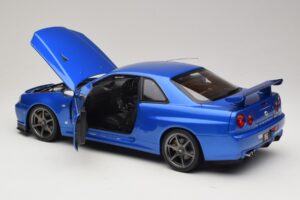 Nissan Skyline GT-R R34 V-Spec II Bleu Métallisé OEM Jantes KK-Scale 1:12 KKDC120211-1 Métal — image 5 sur 8