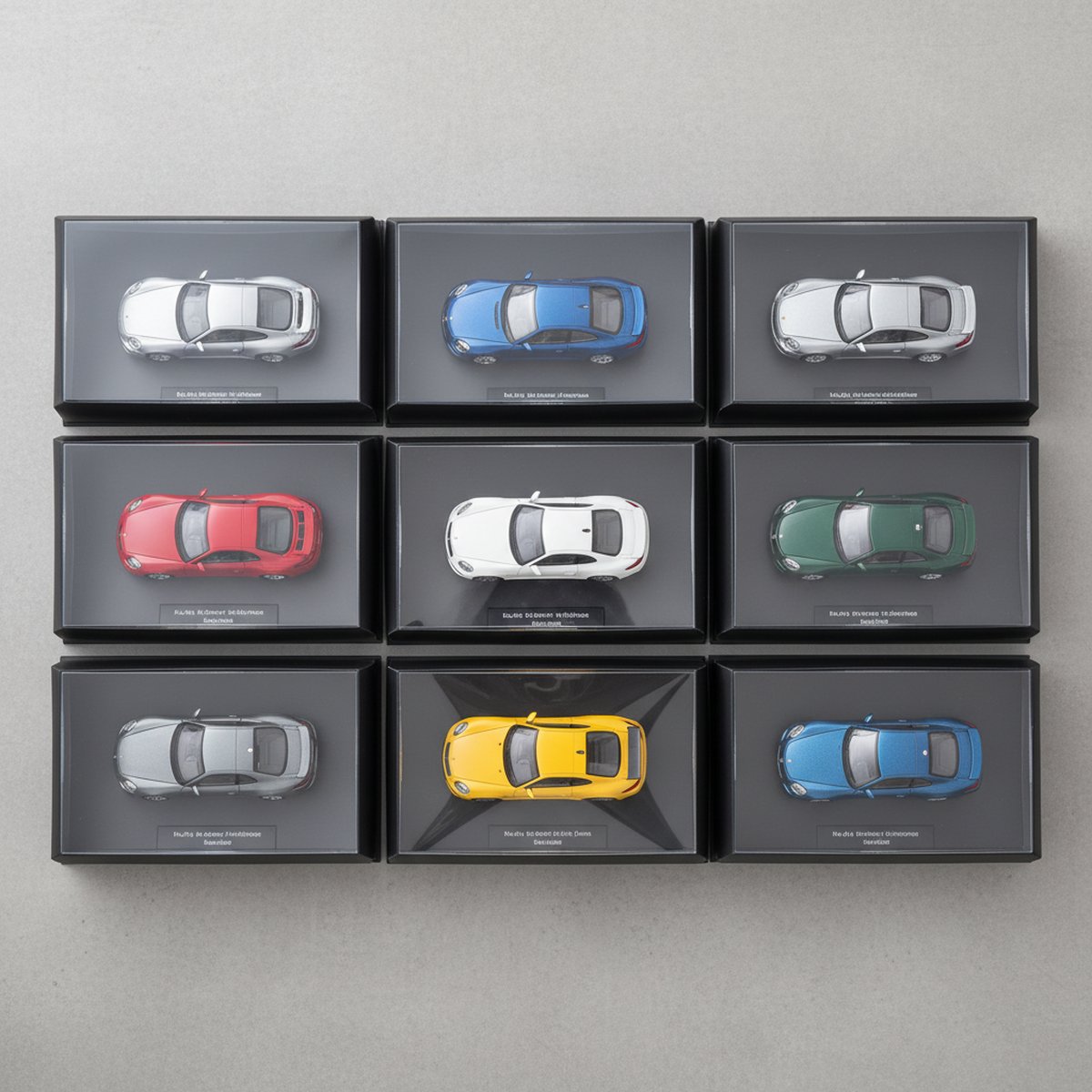 Grille de modèles réduits diecast au 1/18 en boîte, de plusieurs fabricants